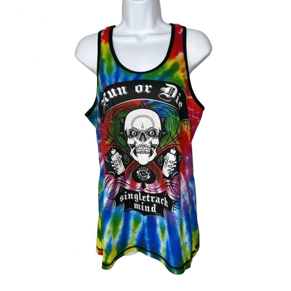 NEW INKNBURN women's run of die tie dye sunflower singlet in multi